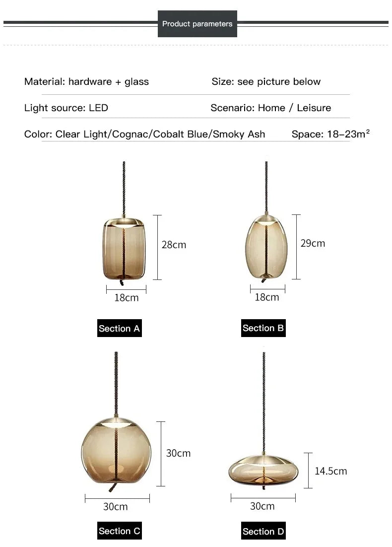 Aurum Glass Design Pendant Light Modern Suspension | Lersk
