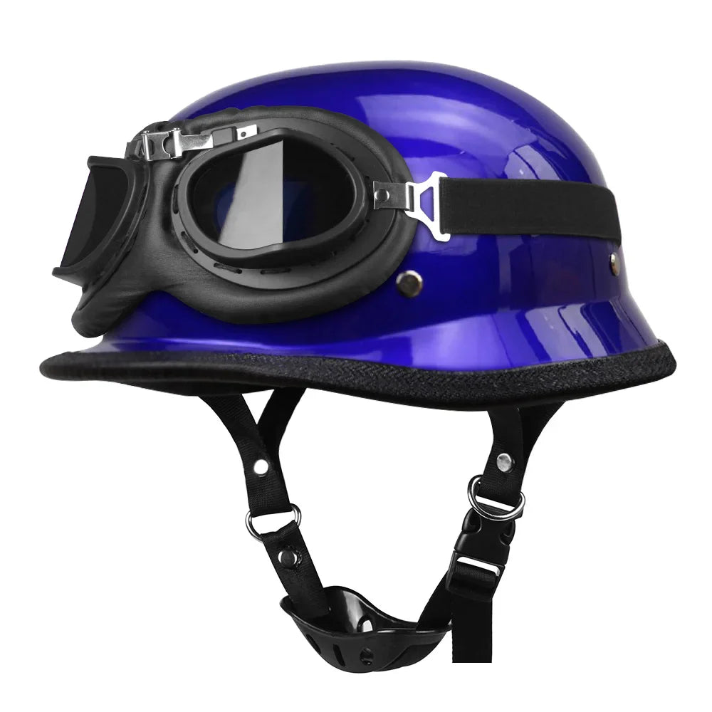 Vintage German-Style Half Motorcycle Helmet with ABS Shell – DOT and ECE Certified | Lersk