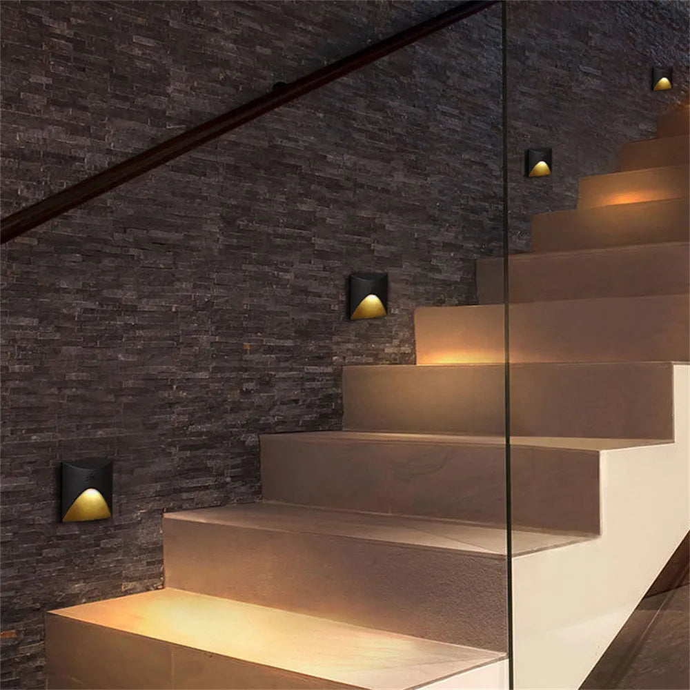 Moderní vodotěsná LED vestavná nástěnná lampa IP65 pro venkovní osvětlení, 3W zabudované světlo na schody, schodiště a balkon | Lersk