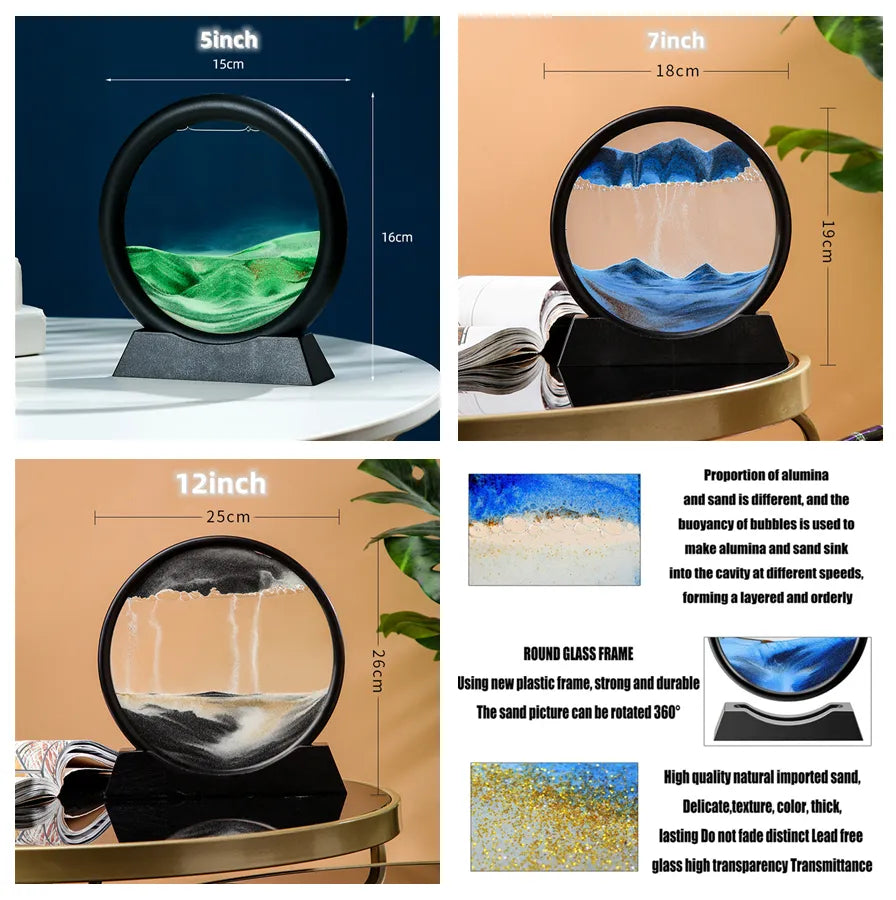 AureaFlow Glas-Stundenglas mit kinetischer 3D-Sandbewegung | Lersk