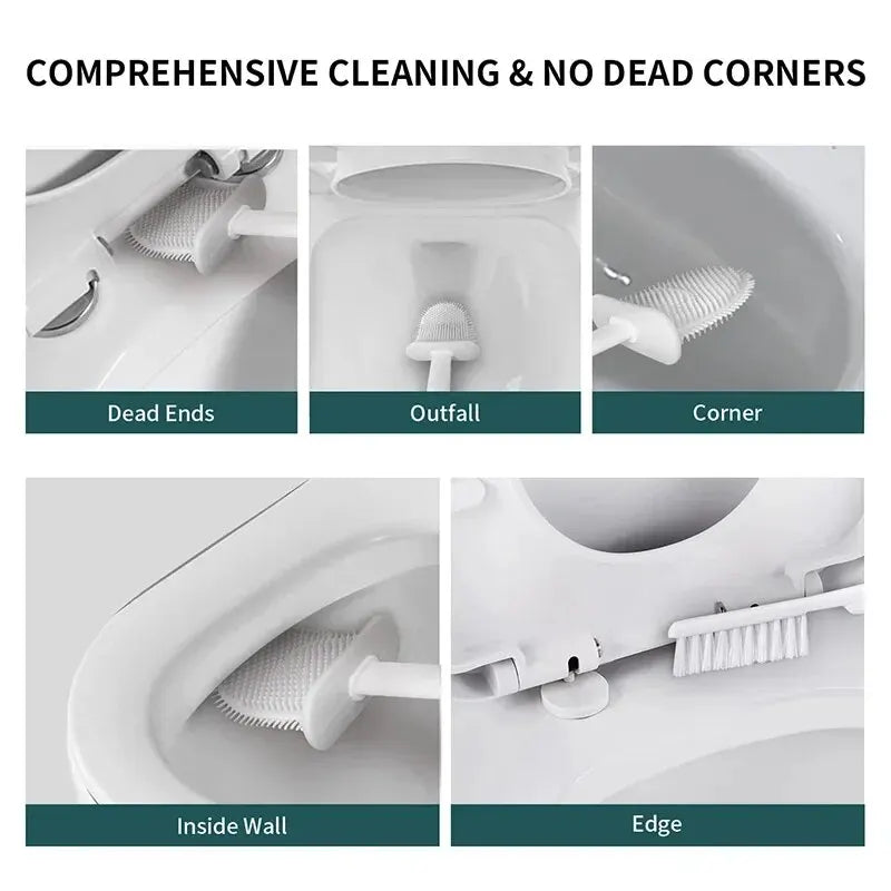 HygieBrush DuoClean 2-in-1 Silicone Toilet Brush Set With Wall Mount, Antibacterial And Space-Saving | Lersk