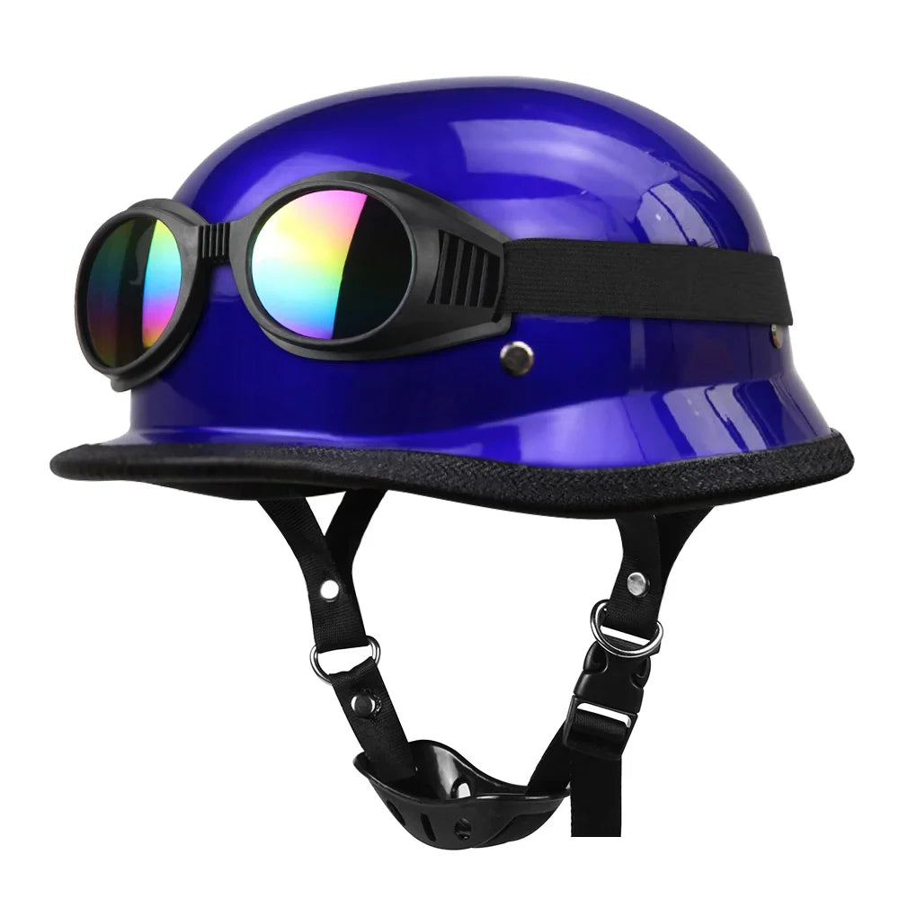 Vintage German-Style Half Motorcycle Helmet with ABS Shell – DOT and ECE Certified | Lersk
