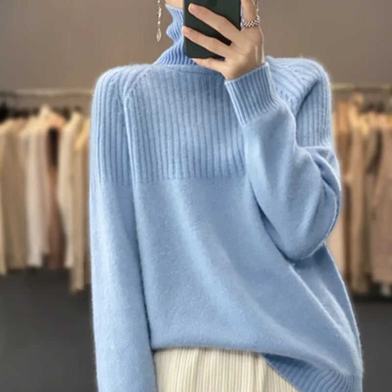 Sweter z golfem z wełny Verda dla kobiet Premium miękka ciepła wełna | Lersk