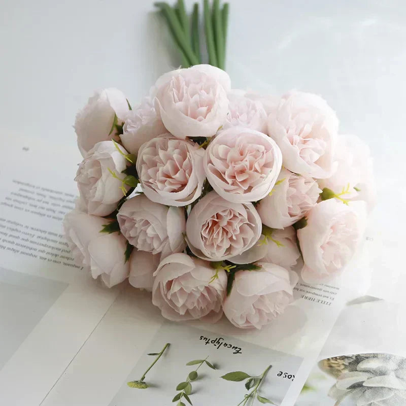 Bouquet di Peonie di Seta Lyra con 27 Fiori Realistici in Toni Romantici | Lersk