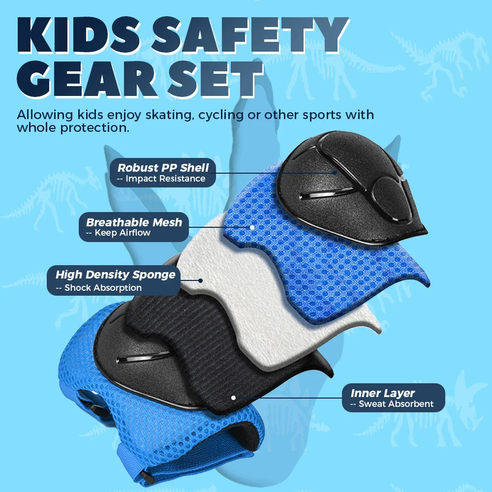 Kids Cycling Helmet & Protective Gear Set with Knee and Elbow Pads | Lersk