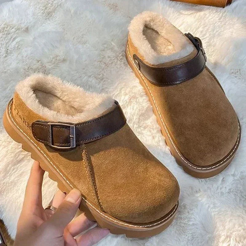 CozyCloud Women's Fuzzy-Lined Slip-On Clog Slippers for Home Comfort