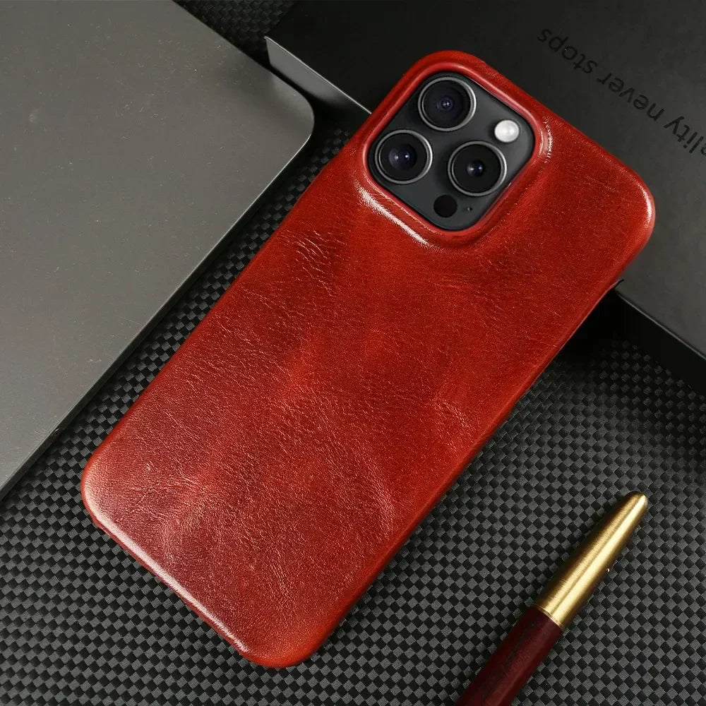Crownline Leather iPhone Case In Genuine Cowhide Handmade | Lersk