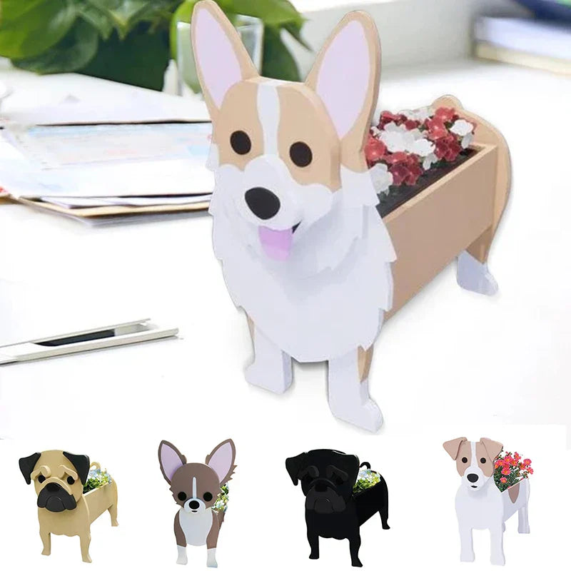 Hund Plantebeholder Blomsterpotte PoteFantastisk Forskellige Racer Havepynt Til Indendørs og Udendørs Brug | Lersk