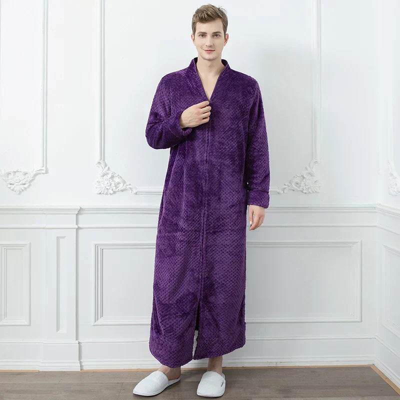 Halat de baie pentru maternitate CozyNest, flanel termic extra-lung | Lersk