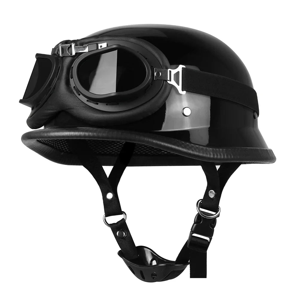 Vintage German-Style Half Motorcycle Helmet with ABS Shell – DOT and ECE Certified | Lersk