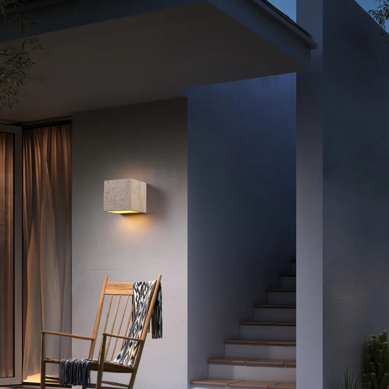 LumaStone Travertine Perforated Wall Sconce LED Lighting | Lersk