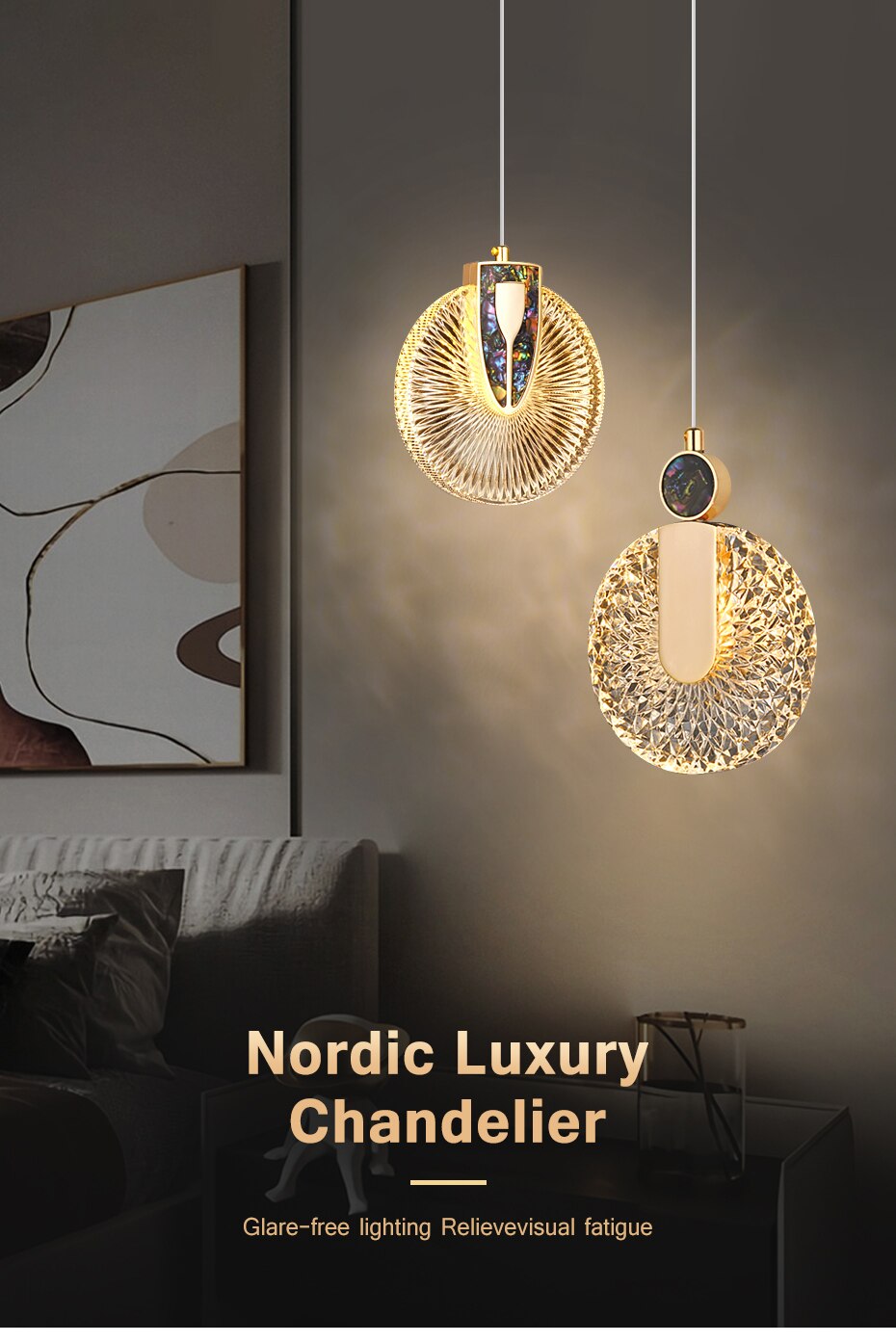 Aurelia Gold LED Crystal Round Pendant Hanging Light | Lersk