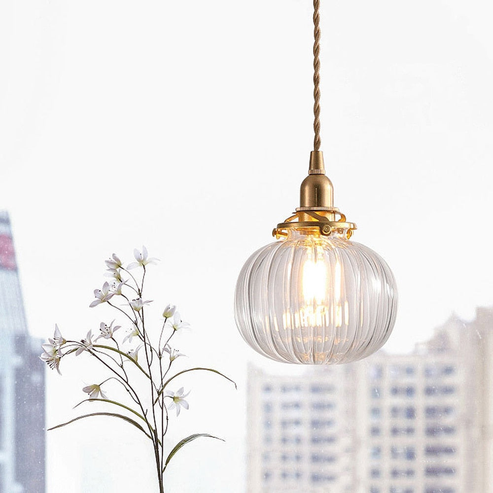 Lunara Retro Glaspendel med Jernfinish Accent | Lersk