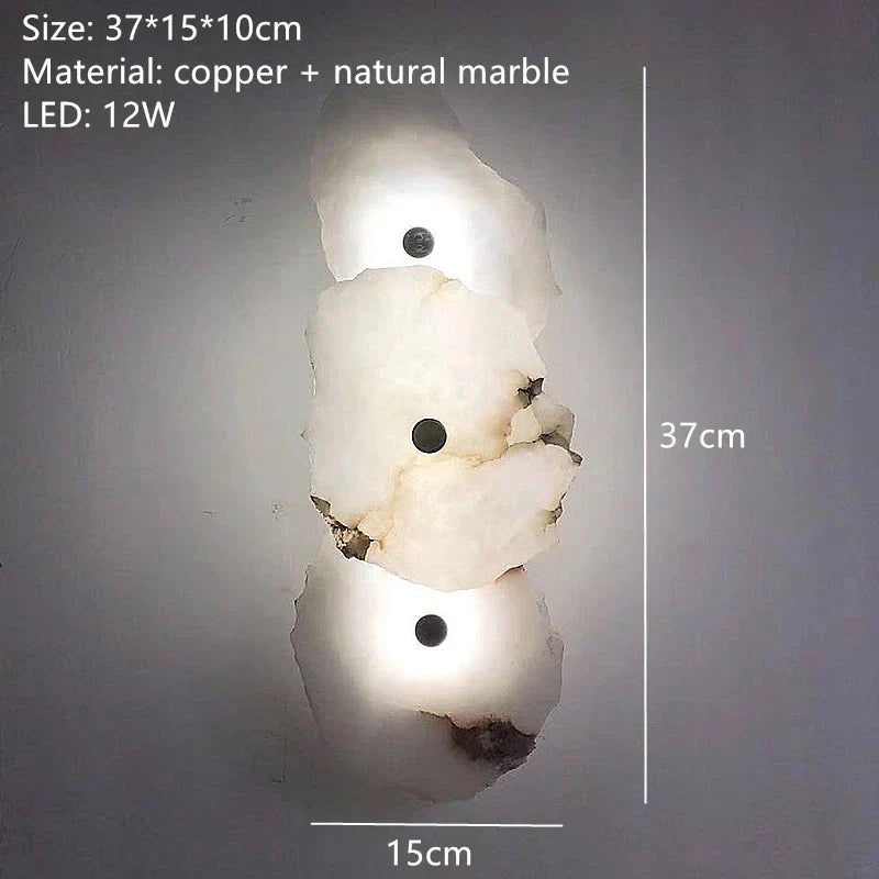 Aurora Marble LED Wall Sconce With Copper Accents Elegant
