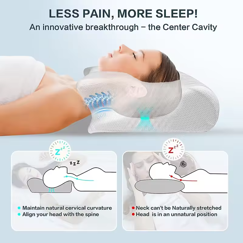 2 In 1 Memory Foam Cervical Pillow For All Sleepers | Lersk