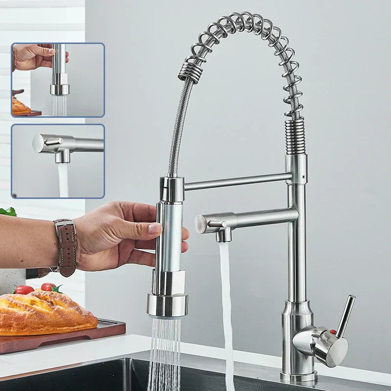 Miscelatore da cucina NovaPulse con rotazione a 360° finitura nichel spazzolato | Lersk