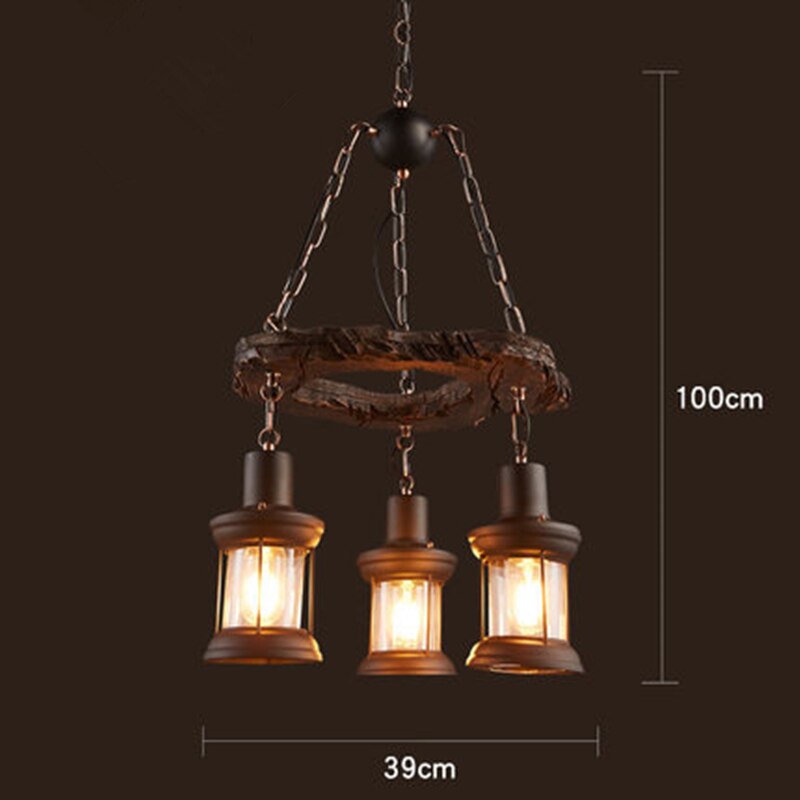 Vintage industriel træ LED loftlampe | Lersk