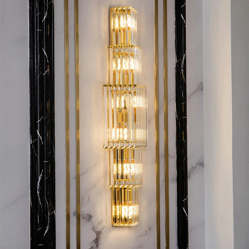 Lunara Crystal Pillar Wall Lamp With Elegant Glow Accent | Lersk