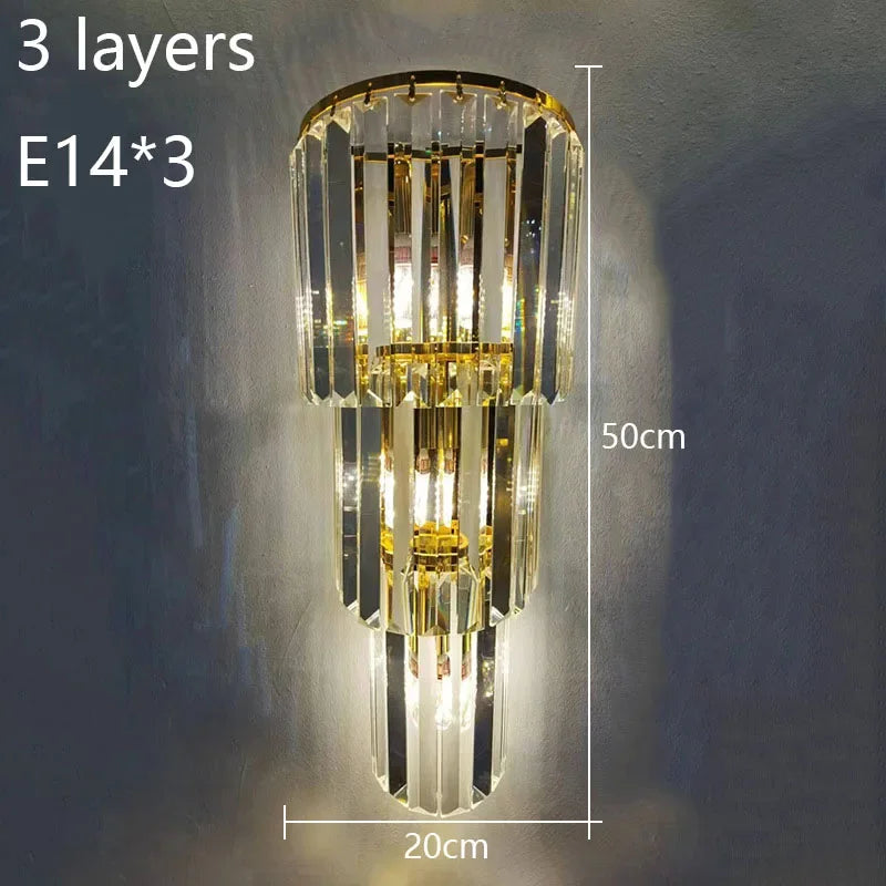Lunara Crystal Pillar Wall Lamp With Elegant Glow Accent | Lersk