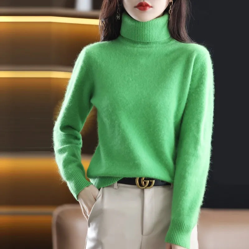 Pull col roulé en cachemire 100 % AuroraWeave pour femme, tricot d'automne | Lersk