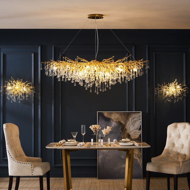 Luminelle Guld Gren Krystal LED Lysekrone | Lersk