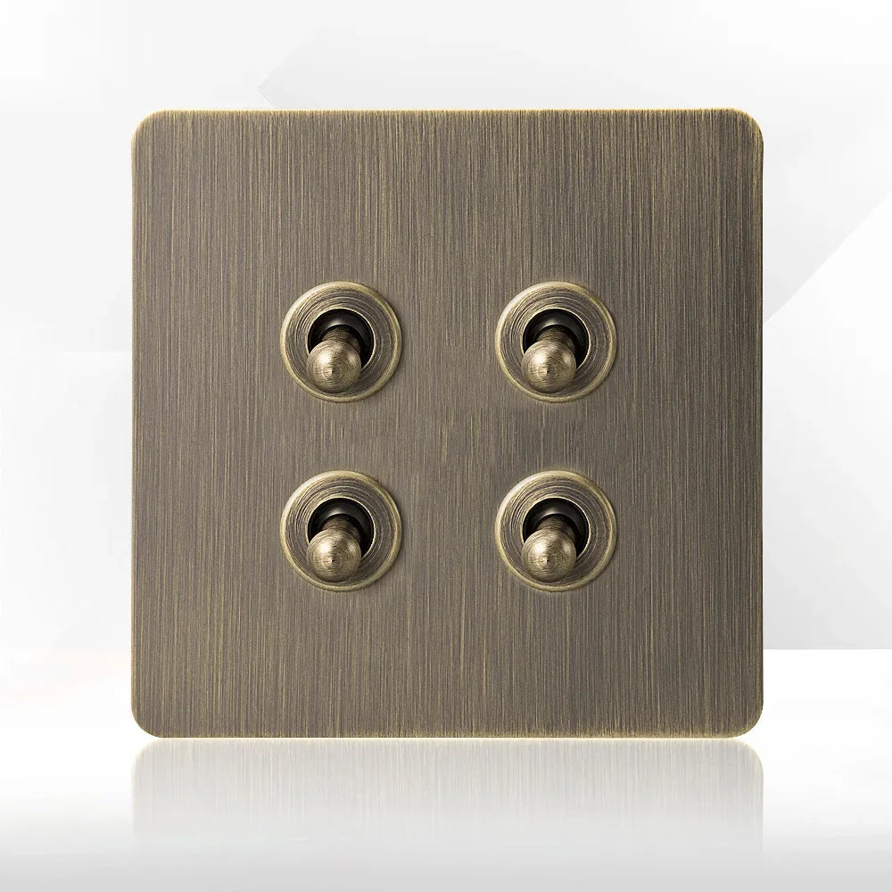 Priză de perete metalică retro cu întrerupător și port USB pentru încărcare | Lersk