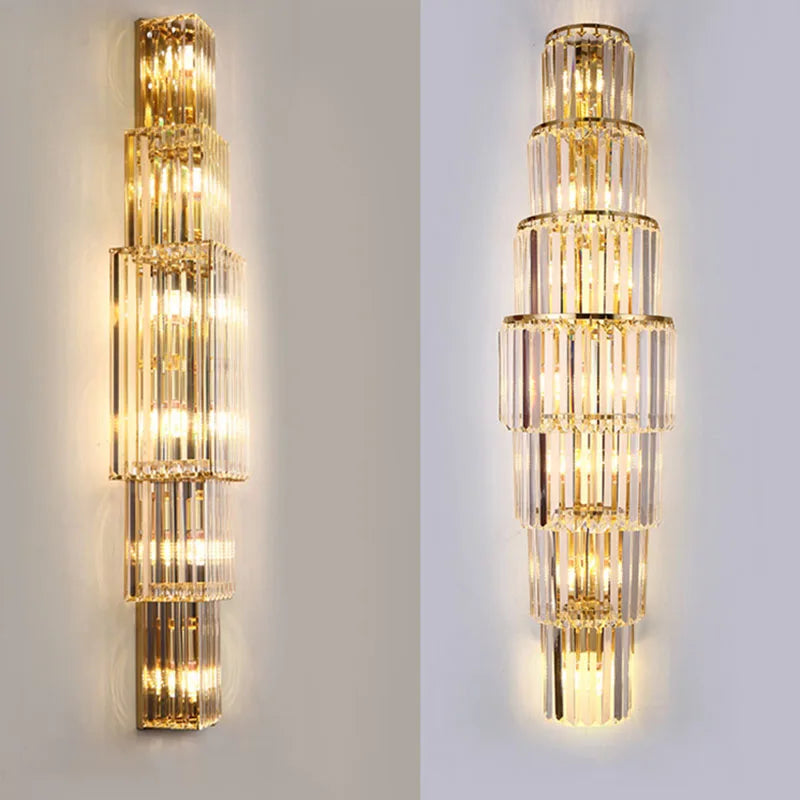 Lunara Crystal Pillar Wall Lamp With Elegant Glow Accent | Lersk