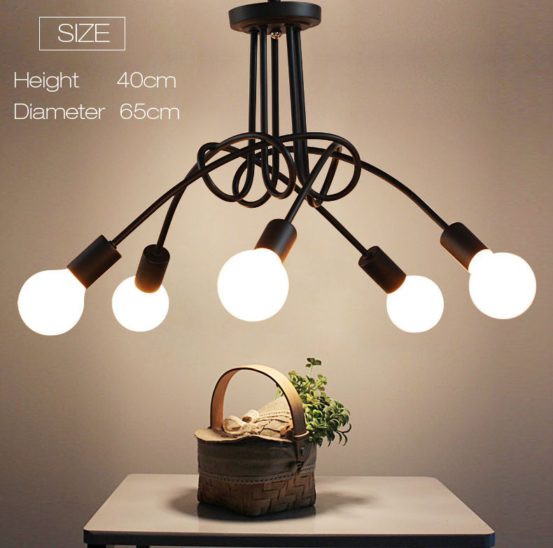 NovaVale Retro Iron Chandelier in Black and White Finish | Lersk