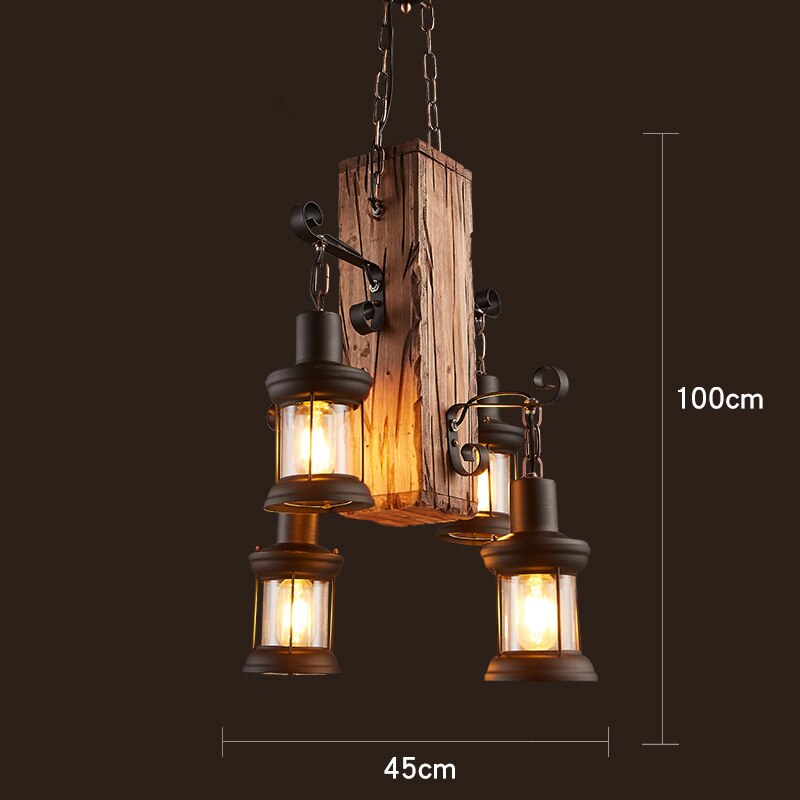 Vintage industriel træ LED loftlampe | Lersk