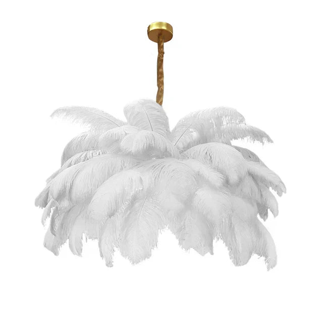 Ostrich Feather Pendant Chandelier Elegant Ambient Glow For Modern Homes | Lersk