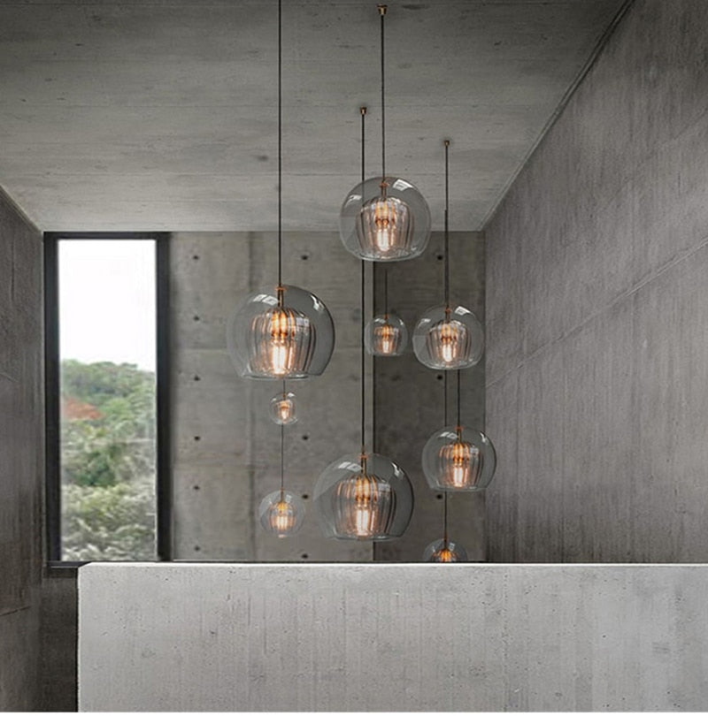 Lampade a sospensione in vetro Nyra Nordic - Fiore artistico a doppio strato