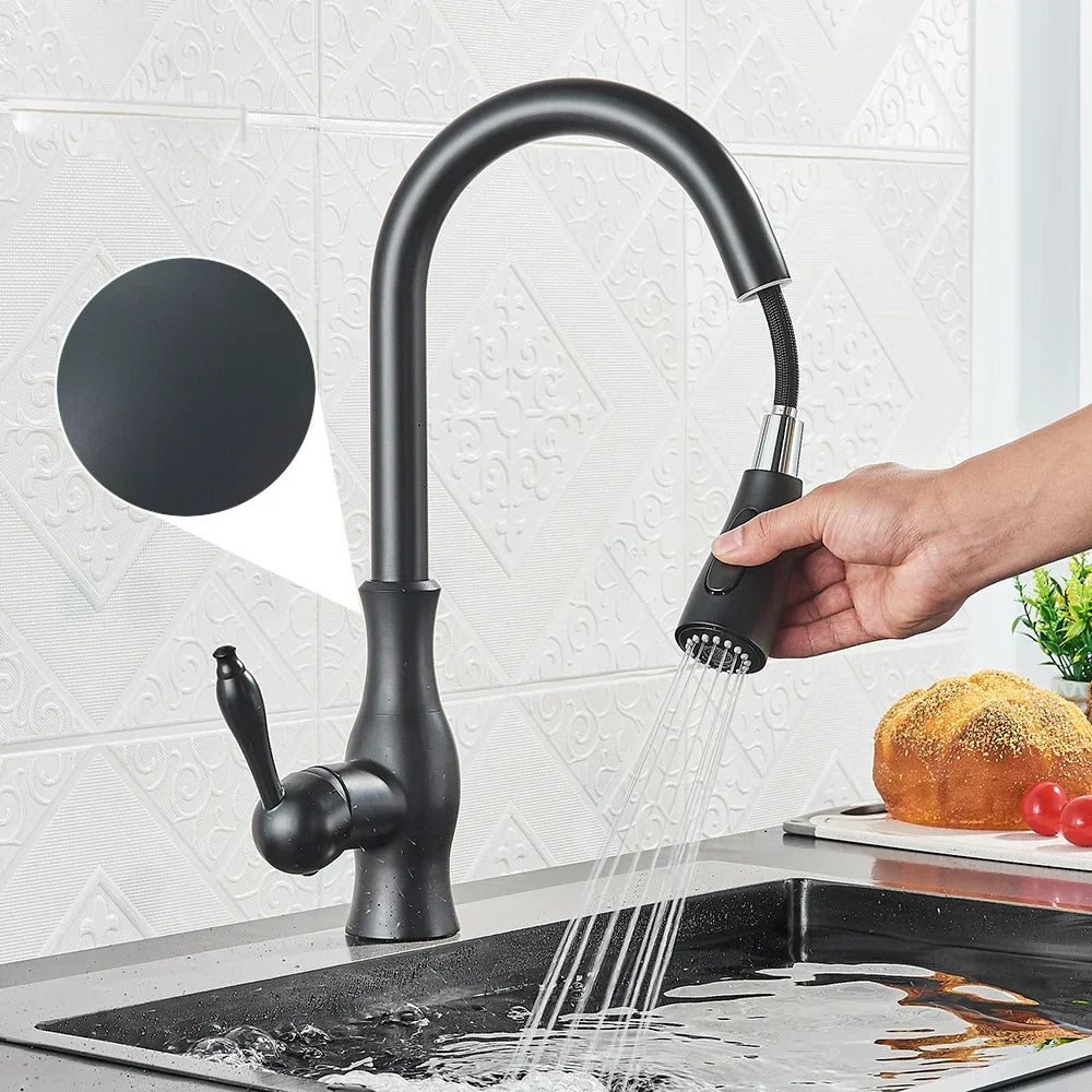 AureliaLux Gold Kitchen Faucet With Pull Out Spray And Swivel Spout