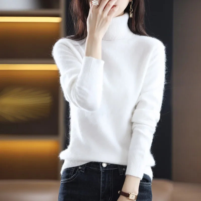 Pull col roulé en cachemire 100 % AuroraWeave pour femme, tricot d'automne | Lersk