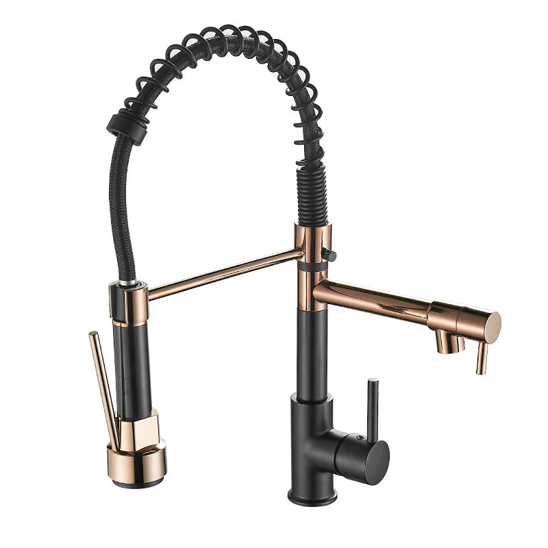 Torneira de Cozinha LumaFlow com Duplo Bico em Preto e Dourado | Lersk