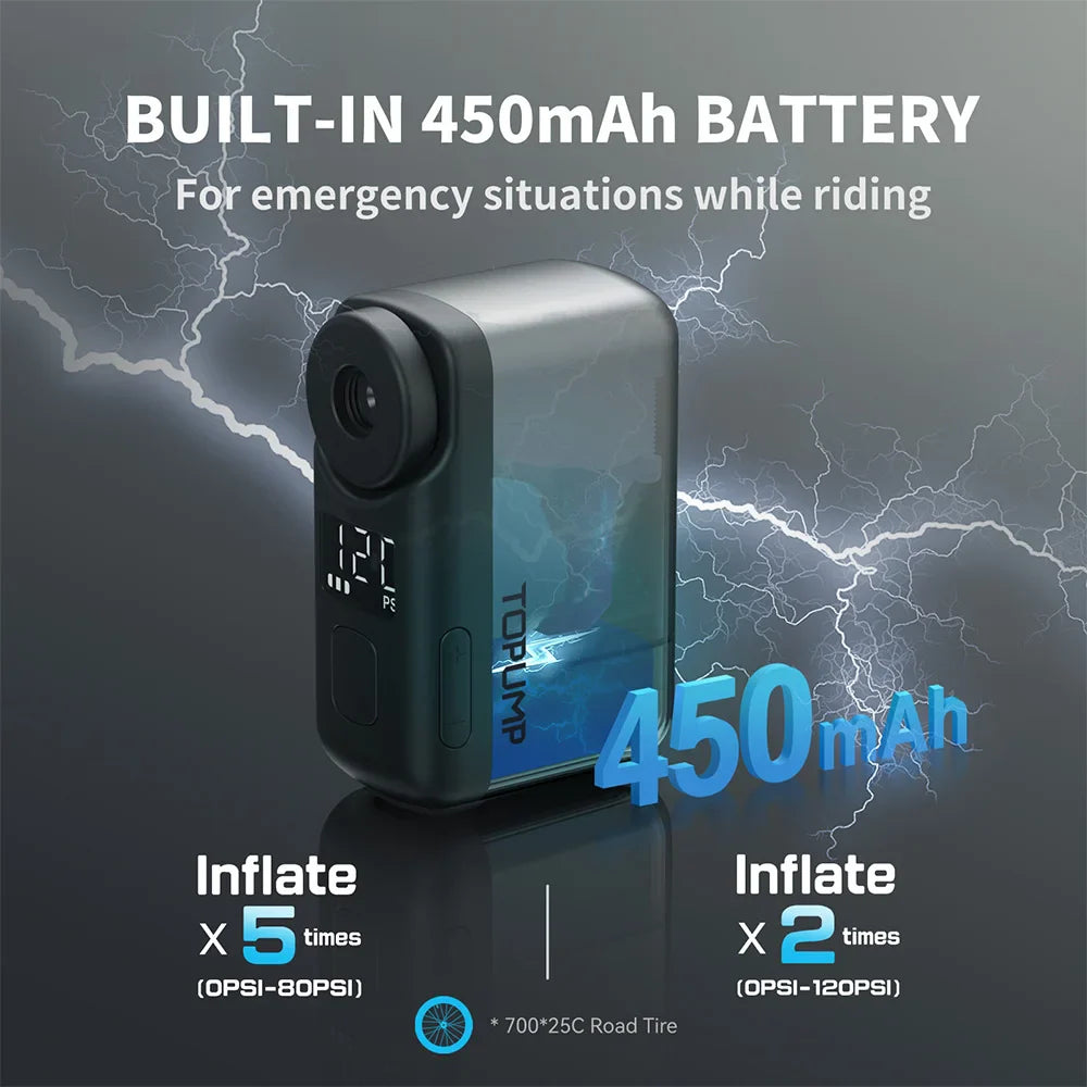 Mini Portable Electric Bike Pump with Digital Screen 120PSI and Fast Charging for Road Tires | Lersk