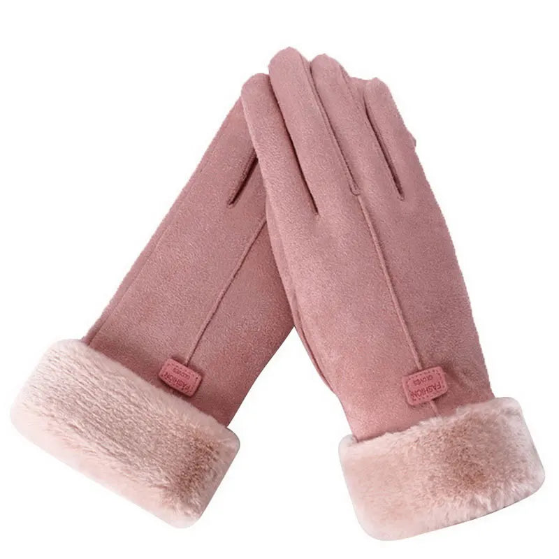 BlushGlow FrostGuard Touchscreen Pink Fleece Handsker Vinter | Lersk