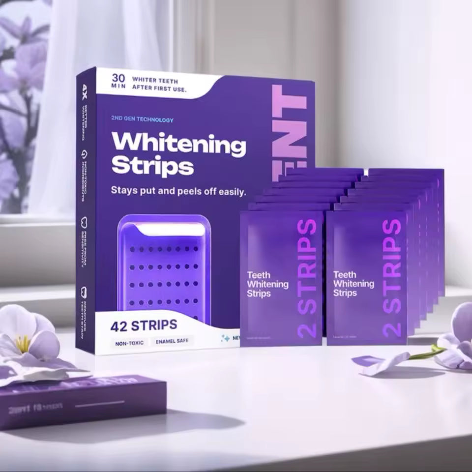 V34 Purple Whitening Strips – Instant Color-Correcting Teeth Whitening with PAP+ Technology | Lersk
