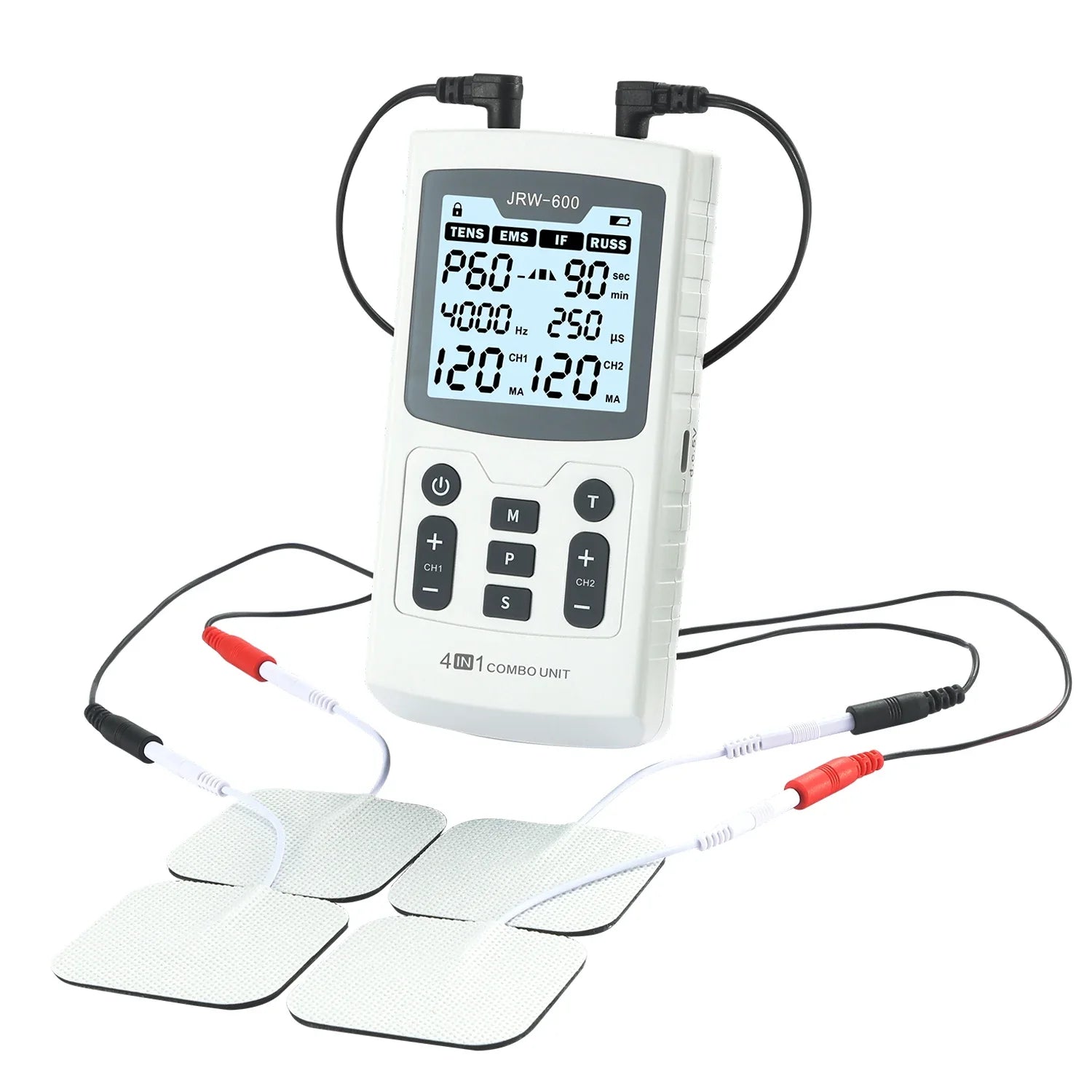4-in-1 TENS EMS IFC Russisches Stimulationsgerät mit 60 Modi & 120 Intensitätsstufen für Muskel- und Nervenkomfort | Lersk