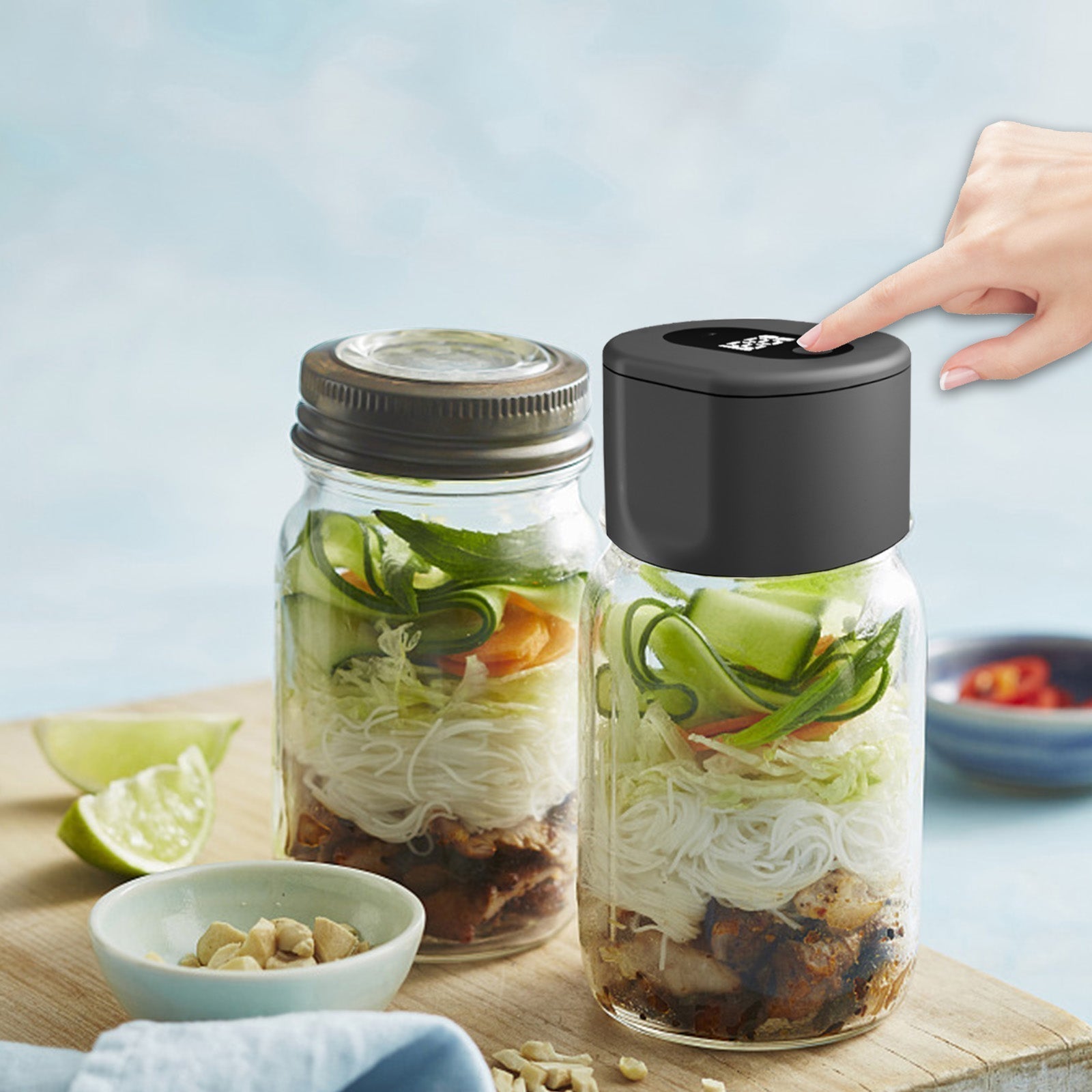 Electric Mason Jar Vacuum Sealer Kit Keeps Food Fresh Longer | Lersk
