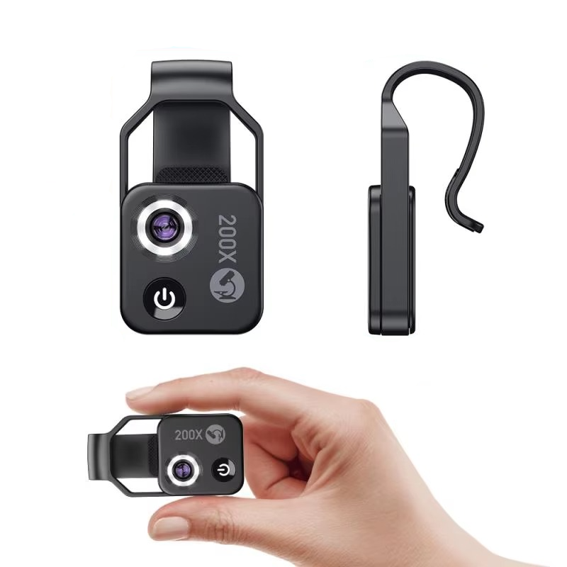 200X Zoom Professional Microscope Lens For Smartphones With Clip, Handheld Microscope Accessory | Lersk