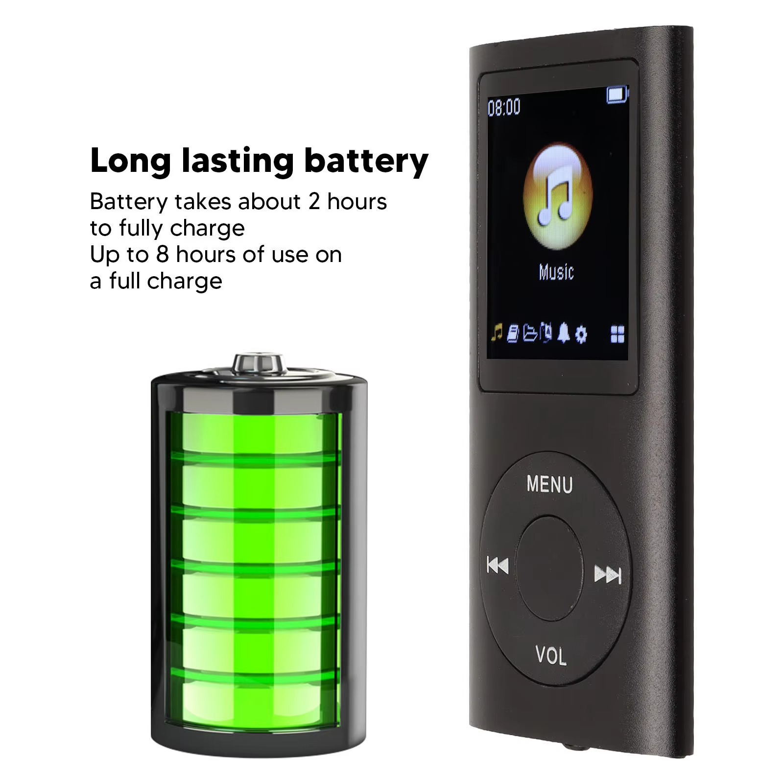 Leitor MP3 Compacto com Ecrã LCD de 1,8 Polegadas e Alta Resolução para Desfrutar de Música em Movimento Todos os Dias | Lersk