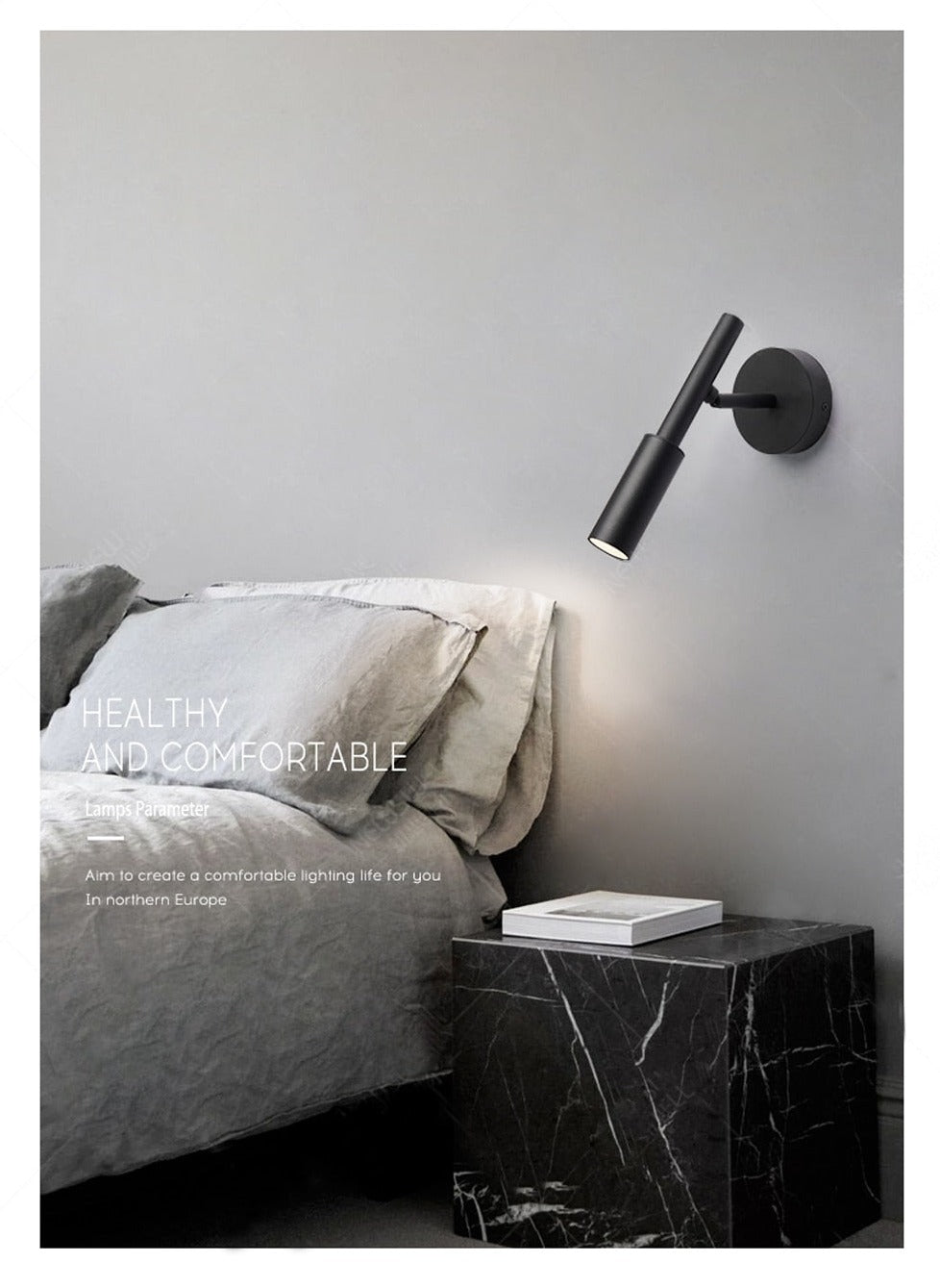 AuroraSwing Black And White Swing Arm Wall Reading Light | Lersk