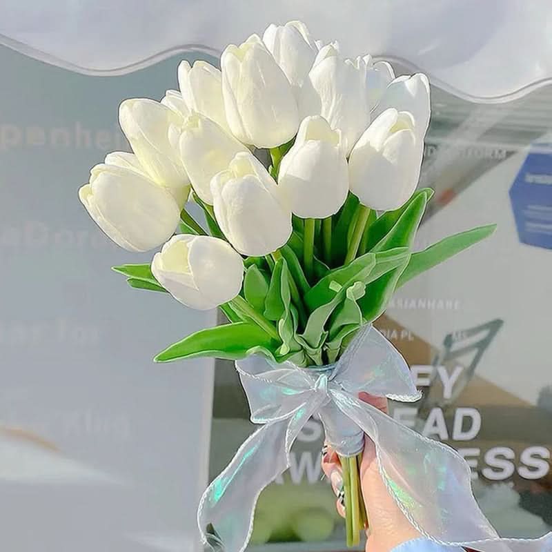 Umělá kytice tulipánů s realistickými květy pro domácí a eventovou dekoraci | Lersk