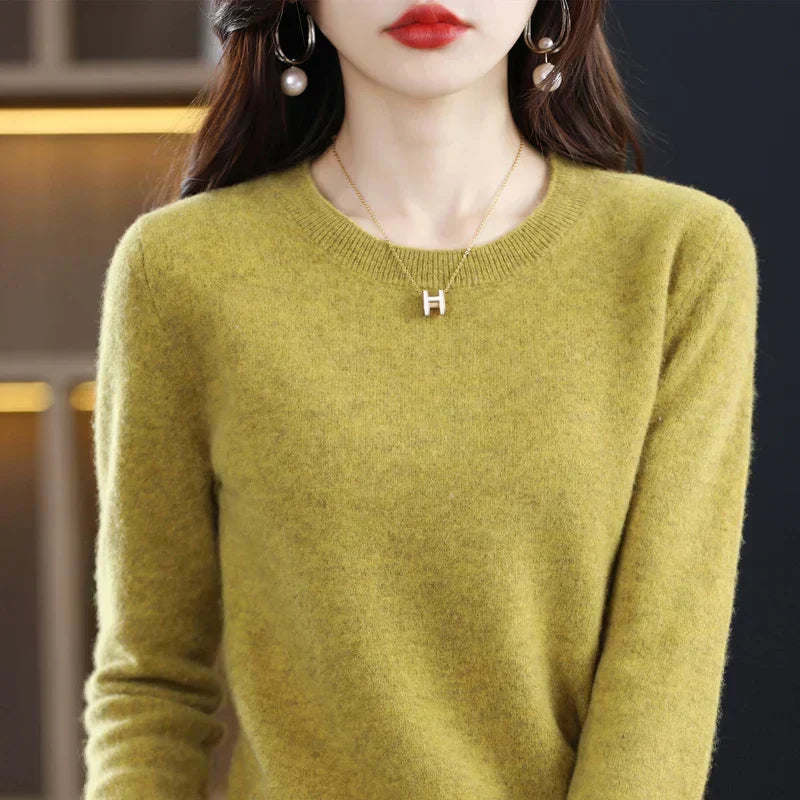 LyraSoar Wool-Cashmere Knit Sweater for Autumn and Winter