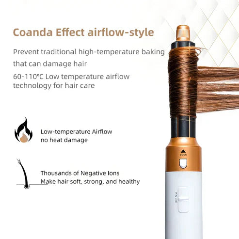 Lunera Estilizador de Cabelo 5 em 1: Modelador Automático, Secador e Escova Alisadora | Lersk