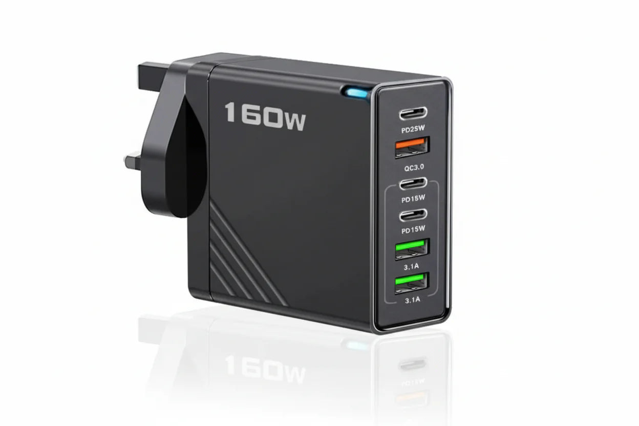 160W Multiport Hurtig Opladnings Vægadapter USB C Strømstation | Lersk