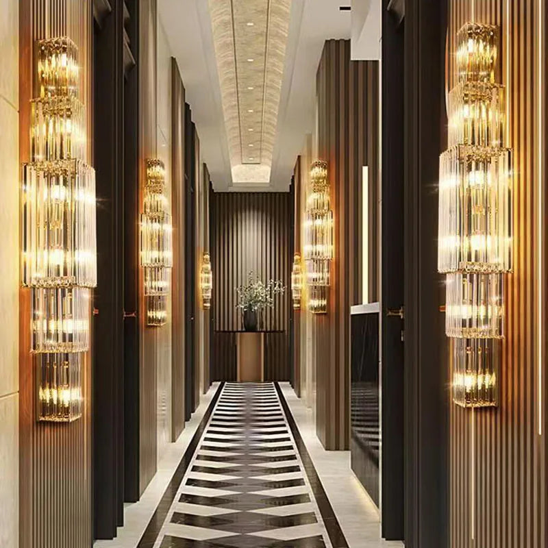 Lunara Crystal Pillar Wall Lamp With Elegant Glow Accent | Lersk