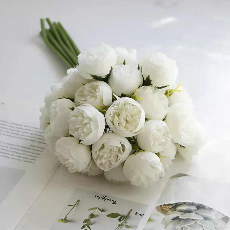 Bouquet di Peonie di Seta Lyra con 27 Fiori Realistici in Toni Romantici | Lersk