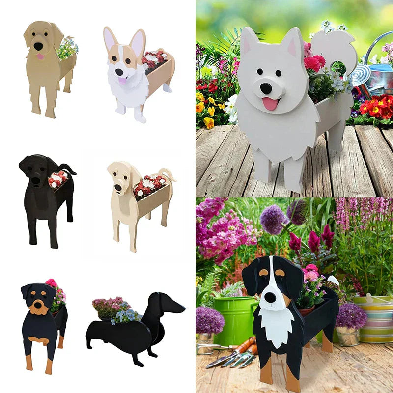 Hund Plantebeholder Blomsterpotte PoteFantastisk Forskellige Racer Havepynt Til Indendørs og Udendørs Brug | Lersk
