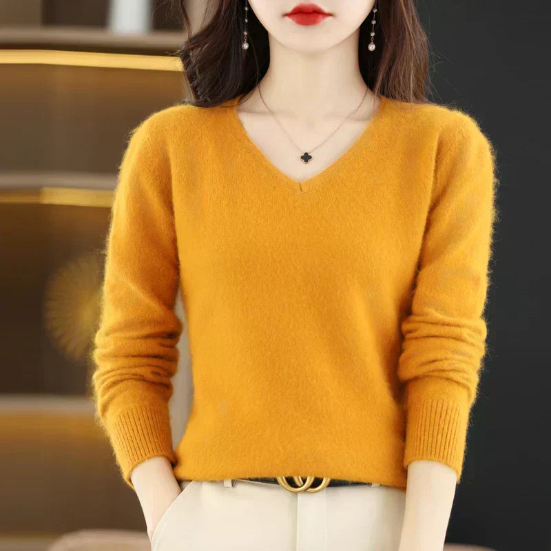 Nyra Cashmere V-hals sweater til kvinder, slim fit, 100 % kashmir | Lersk